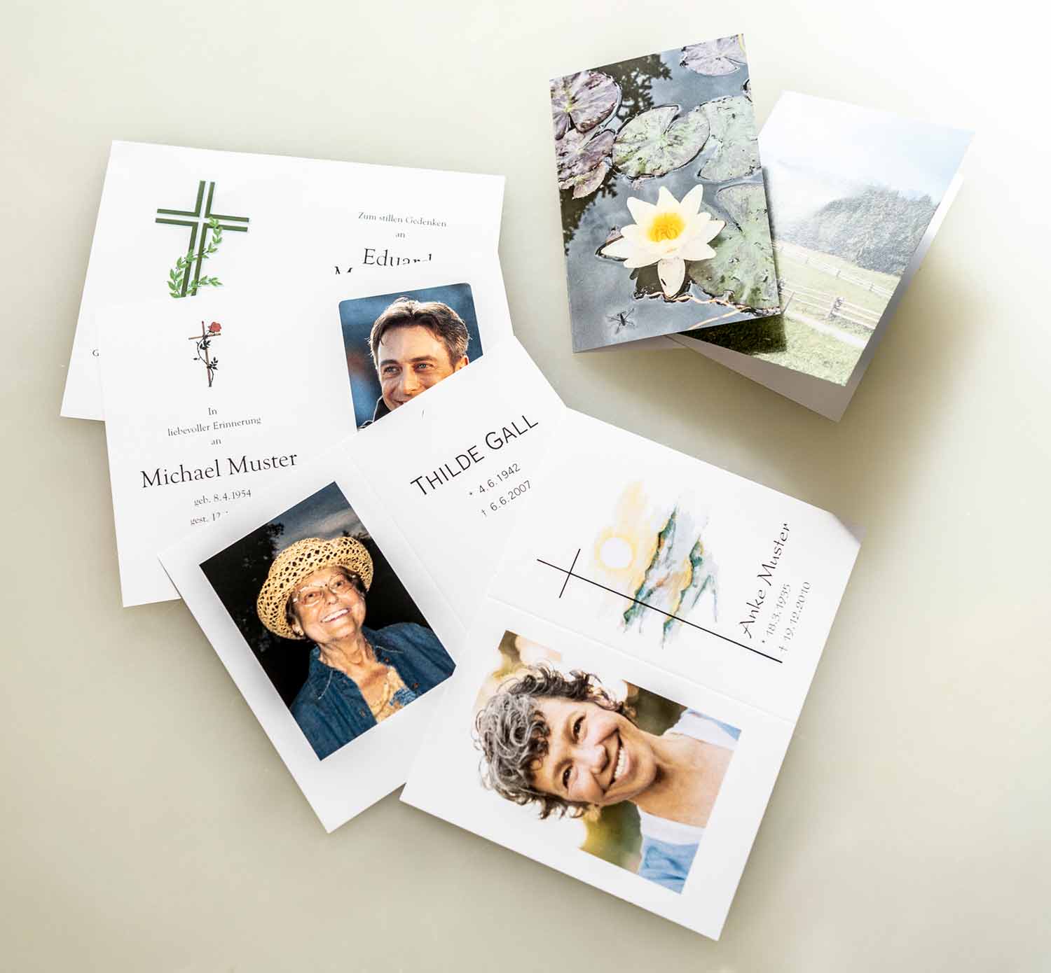 Verschiedene Trauerdruck-Beispiele
