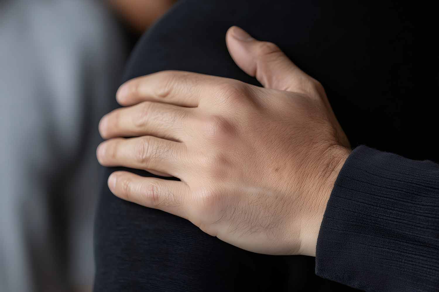 Hand auf Schulter